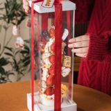 Клубничная башня упаковочная коробка новогодняя гигантская башня прозрачная коробка для торта Добавить высоты и высокая рождественская внешняя упаковка сетевая красная фестиваль