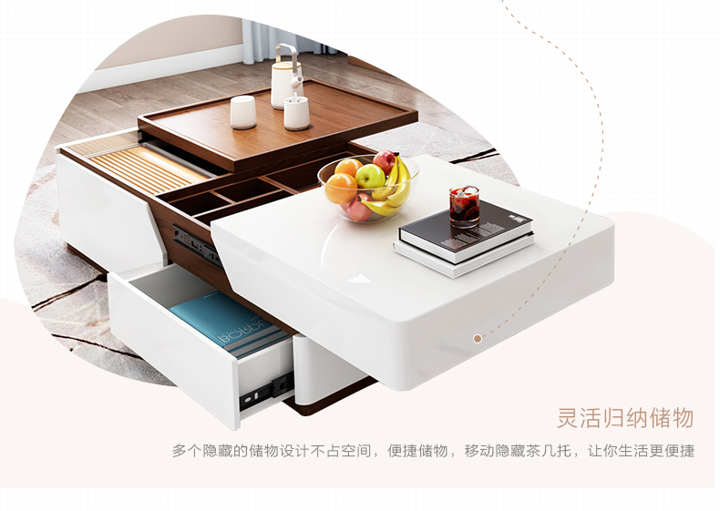 Lê riêng tiền hiện đại tối giản bàn cà phê bàn ​​TV tủ kết hợp tường đặt căn hộ nhỏ Bắc Âu với khay trà đặt đồ nội thất - Bàn trà bàn uống nước nhỏ gọn