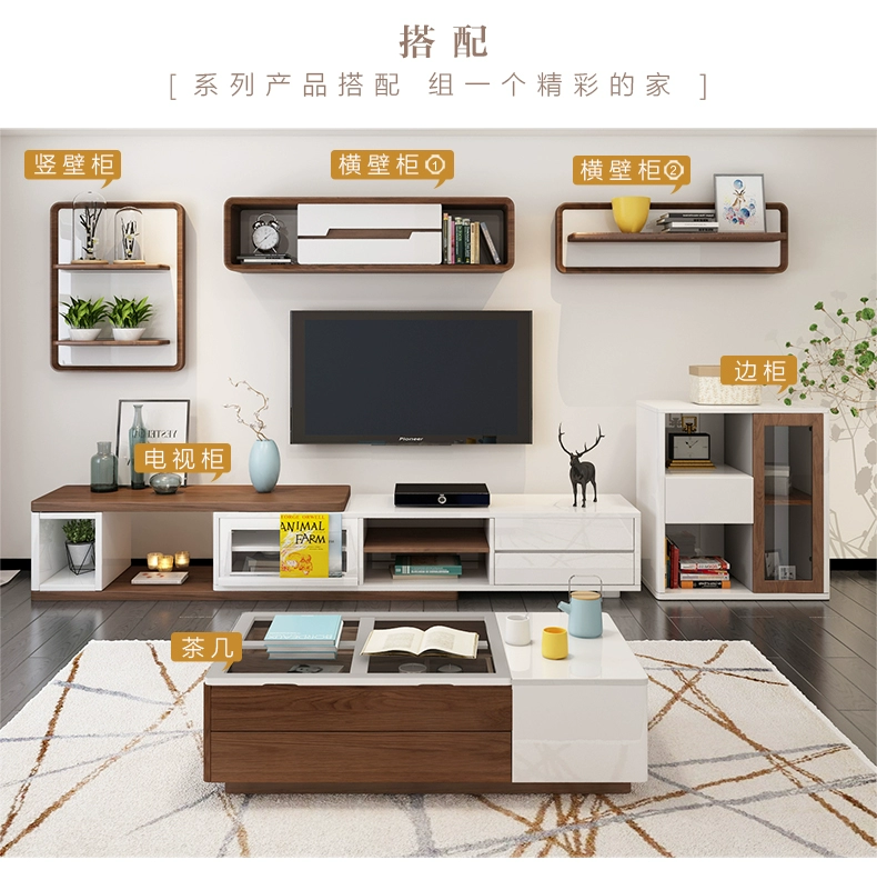 Lê TV telescopic bảng nâng tin tủ lưu trữ hiện đại kết hợp tối giản phòng khách Bộ tủ âm tường Đồ - Bàn trà
