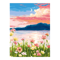 Self-oil self-painting digital oil painting diy hand painted hand-filled filling color decompression propylene oil color painting Dream rhyming river view