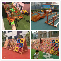 Kindergarten outdoor toys childrens sensory integration training equipment wooden climbing frame slide Bridge balance single-plank bridge