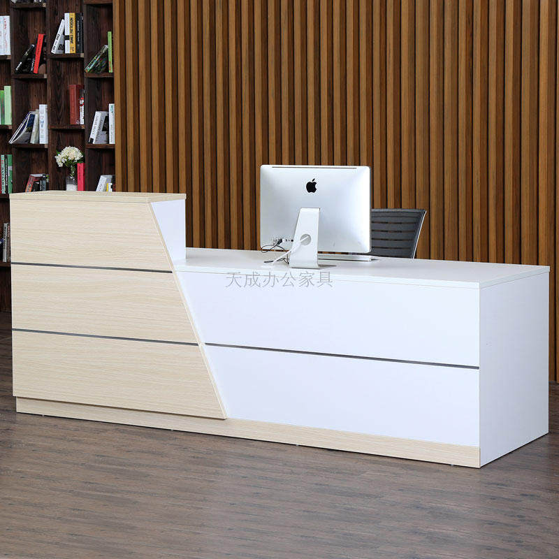 Dongguan Office Furniture Front Desk Desk Desk Company Consultation Desk Hotel Cashier Counter reception desk 2 4 m with cabinet