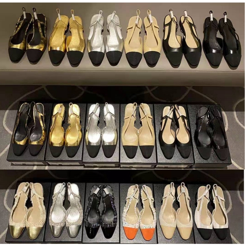 High-Quality 2026 Spring/Summer New Genuine Leather Color-Blocked High-Heeled Shoes with Chunky Heels, Closed-Toe French-Style Chanel-Inspired Sandals for Women, Flat-Soled High-Quality 2026 Spring/Summer New Genuine Leather Color-Blocked High-Heeled Shoes with Chunky Heels, Closed-Toe French-Style Chanel-Inspired Sandals for Women, Flat-Soled