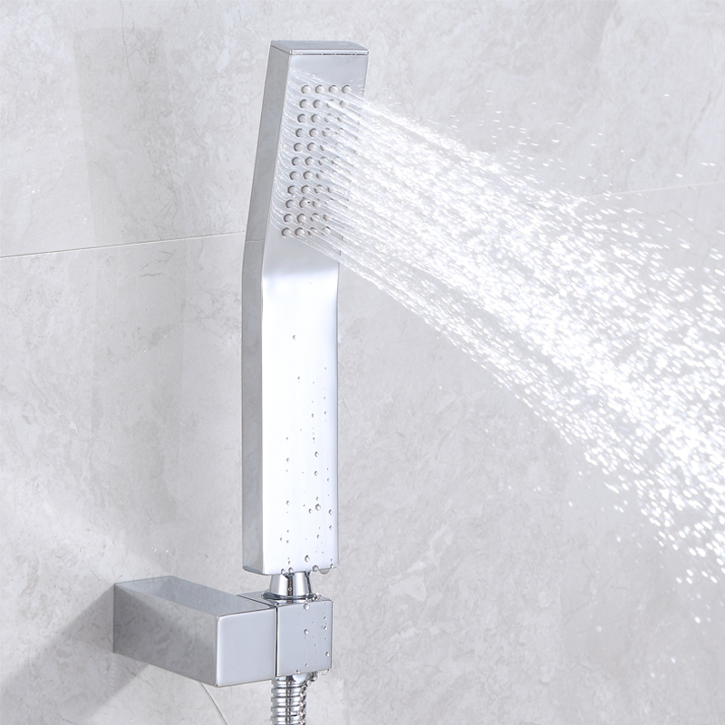 Rectangular Copper Shower Head for Bathroom, Silver Household Water Heater Bathtub Handheld Shower Head