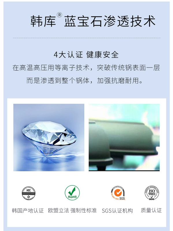 Highcook Hanku Hàn Quốc nhập khẩu nồi sapphire nồi cảm ứng wok không dính chảo nhà