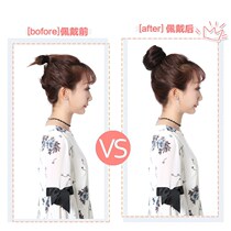 Wig bag plate hair shape flight attendant mail bride wig high temperature silk straight hair bag wig flower head plate hair