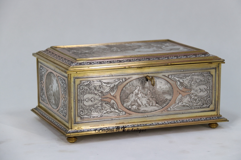 銅制珐琅树形楊枝入盒子 唐物 年代不明 中古美品 骨董