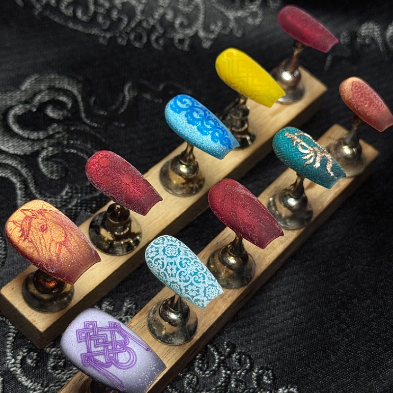Tanghesnail『Tianma』Original Mongolian Style Year of the Horse Nail Art Flocked Cat Eye Old Money Style Wearable Nails Tanghesnail『Tianma』Original Mongolian Style Year of the Horse Nail Art Flocked Cat Eye Old Money Style Wearable Nails