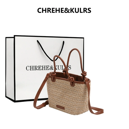 CHREHE&KULRS Летняя плетеная портативная корзина, сумка на одно плечо