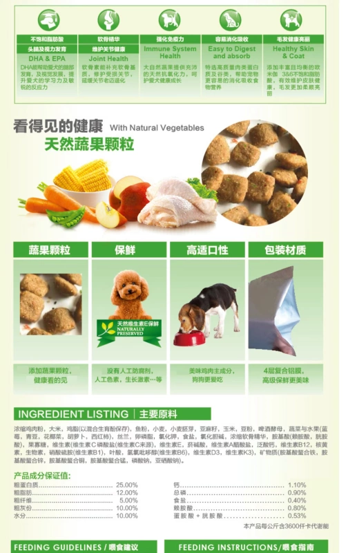 Niềm vui hơn chó trung bình và lớn Chó Golden Retriever chó lớn Thức ăn cho chó Labrador Thức ăn cho chó và rau quả năm màu dành cho người lớn 15kg - Chó Staples thuc an cho cho