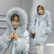 Cho thuê áo khoác nữ dài phần dễ thương sinh viên lông lớn cổ áo ấm Mohe snow town mùa đông thiết bị du lịch nữ