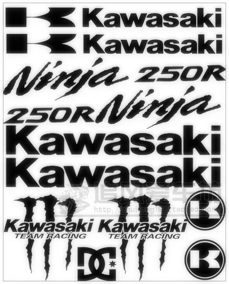 Motorcycle Kawasaki Petty Ninja 250R 350R Decorative Retrofit Reflective Waterproof Car Sticker Applid Sticker Sticker-Taobao