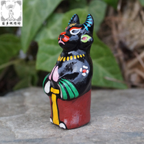 Miao Township Silver Embroidery Square Guizhou Style Specialty Intangible Culture Twelve Zodiac Animal Heads Human Body Yellow Flat Clay Whistle Ox