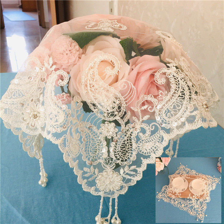 New Han Type Mesh Yarn Lace Handmade Nail Pearl Coffee Machine Bread Machine Table Machine Table Lamp Notebook Tea Set Towels