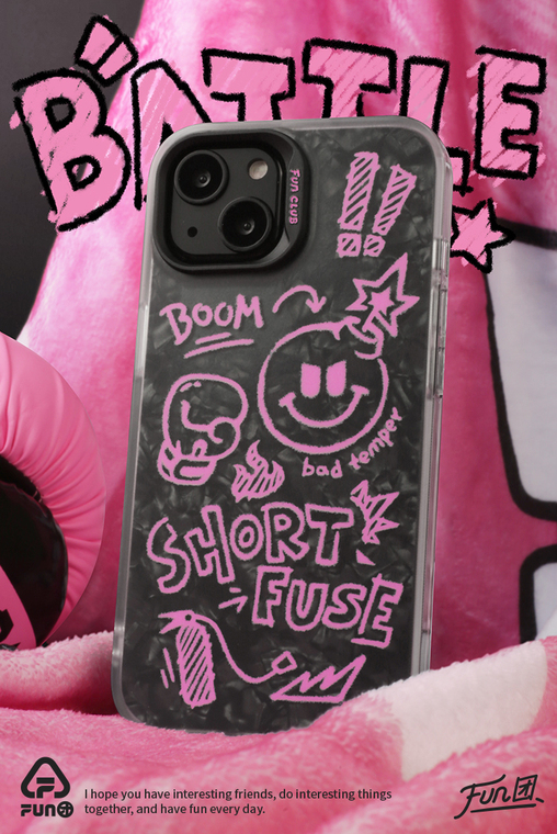 FUN Punk Matte Drawing Illustration Funny Unique Double Layer 3D Luxury Black 12 15, 14, 13 iPhone Case