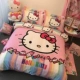 Bông Hello Kitty gia đình kt bốn chải Holle bông chăn chào con mèo cô gái cô gái Sheets - Bộ đồ giường bốn mảnh