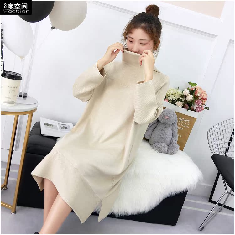 Siêu lửa lưới đỏ chất lượng cao áo len dài của phụ nữ áo len lỏng phiên bản lớn của áo sơ mi màu rắn hoang dã áo gile len nữ