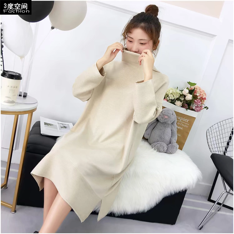 Siêu lửa lưới đỏ chất lượng cao áo len dài của phụ nữ áo len lỏng phiên bản lớn của áo sơ mi màu rắn hoang dã ao kieu dep