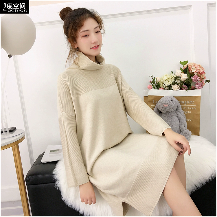 Siêu lửa lưới đỏ chất lượng cao áo len dài của phụ nữ áo len lỏng phiên bản lớn của áo sơ mi màu rắn hoang dã ao kieu dep