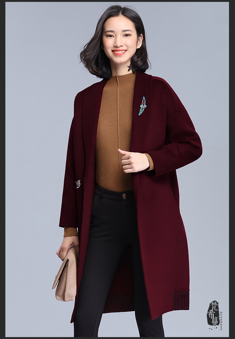 [Giải phóng mặt bằng 369 nhân dân tệ] Áo khoác lông hai mặt dành cho nữ Ximan phiên bản Hàn Quốc của áo khoác dài tay kiểu dáng ve áo áo khoác len