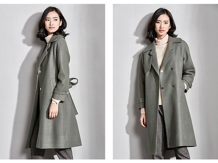[168 nhân dân tệ] Van Gogh nhân viên bán hàng giải phóng mặt bằng coat phụ nữ 2017 mùa thu và mùa đông mới dây đai eo áo khoác mùa đông áo len áo dạ dài nữ đẹp