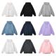 Spring and autumn hooded pullover pure cotton sweatshirt women's solid color versatile top casual sports large size loose coat class uniform
