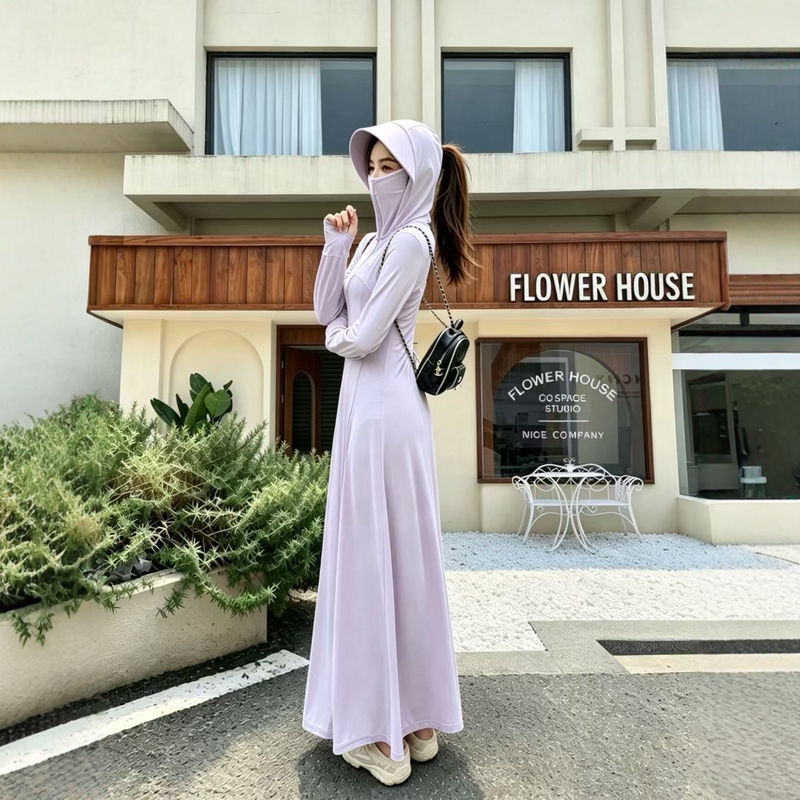 Lightweight Sun Protection Clothing, Long Style for Women, Summer Hooded, Slim Fit, Uv Protection, Lightweight Full-Body Sun Protection Skirt Jacket for Women Lightweight Sun Protection Clothing, Long Style for Women, Summer Hooded, Slim Fit, Uv Protection, Lightweight Full-Body Sun Protection Skirt Jacket for Women