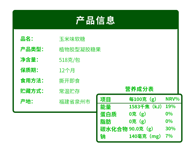 蜡笔小新玉米糖软糖518g小零食