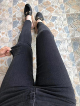 Italian C home woven fleece jeans mid-high waist super elastic thin and warm postpartum plus size female pencil pants