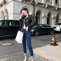 Áo khoác nữ da ngắn ngắn của Nornsley mỏng manh 2019 xuân hè mới nữ phiên bản Hàn Quốc của áo khoác da PU áo da cừu nhập khẩu