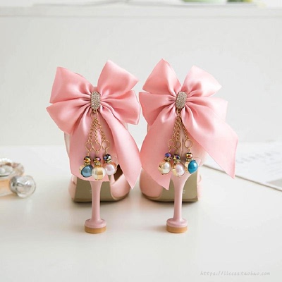 taobao agent Japanese and Korean version of fine heel scalp shoes high heels, sweet bow, fairy shoes soft girl loli beaded girl sandals