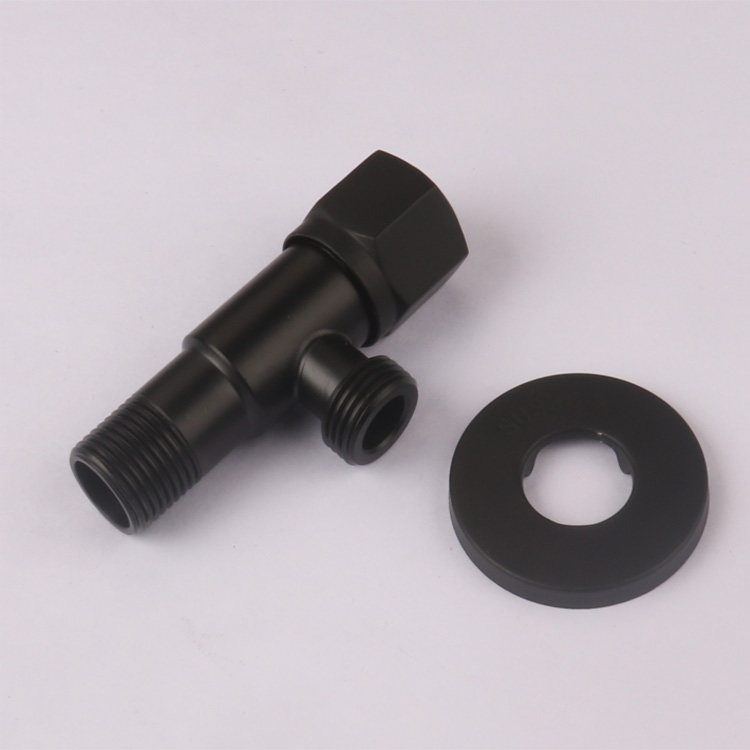 304 stainless steel black angle valve triangular valve water stop valve switch valve tap three-way angle valve control valve-Taobao