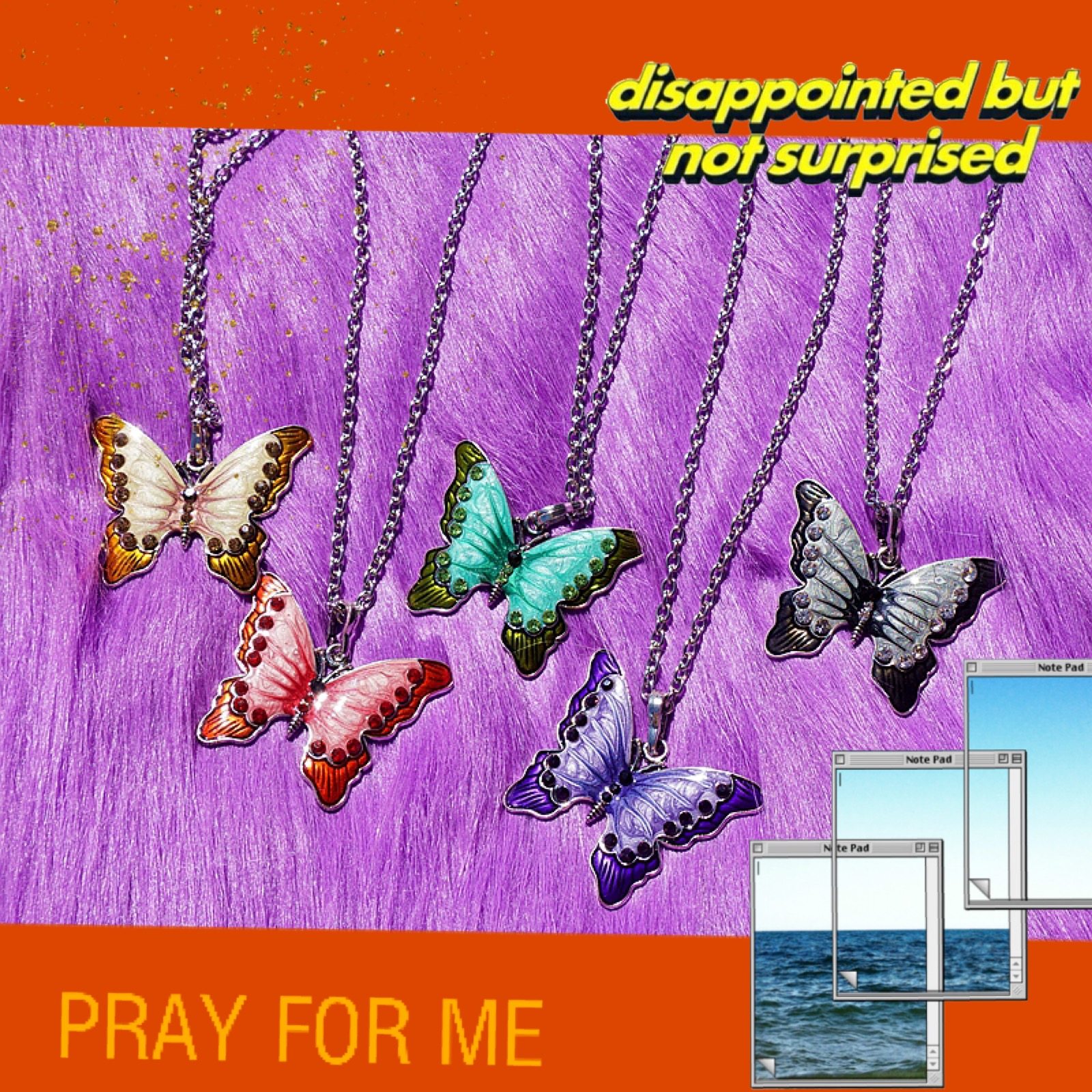 ins net red same section European and American retro 90s earth cool girl butterfly inlaid diamond pendant trampoline necklace lock bone chain woman-Taobao