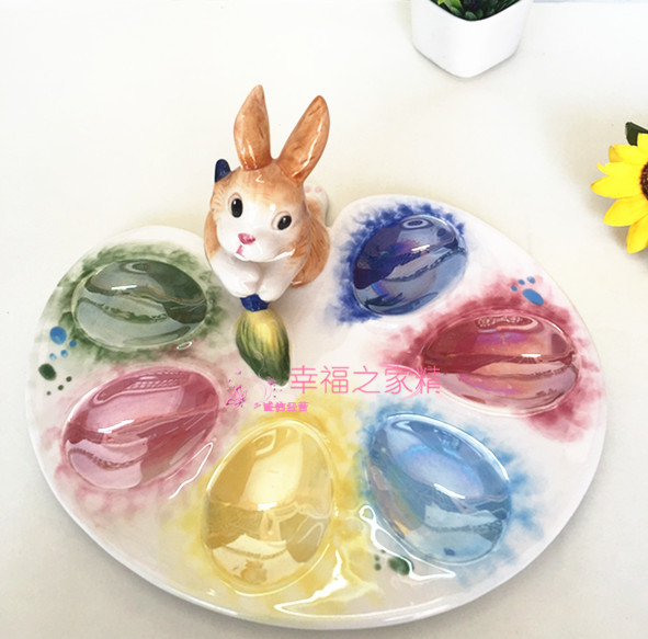 Fangya Foreign Trade Surplus Stock Rabbit Egg Tray Home Decoration Display Plate Ceramic Fangya Foreign Trade Surplus Stock Rabbit Egg Tray Home Decoration Display Plate Ceramic