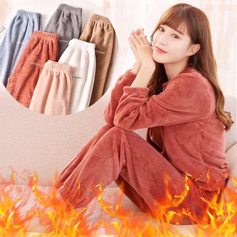 Coral Fleece Pajamas for Women, Warm Winter Set, Thickened and Loose-Fitting, Lazy Style with Jogger Pants for Home Wear Coral Fleece Pajamas for Women, Warm Winter Set, Thickened and Loose-Fitting, Lazy Style with Jogger Pants for Home Wear