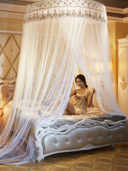 圆顶吊顶蚊帐双人加大1.5/1.8/2m米床落地欧式吸顶圆形蚊帐1.2m床