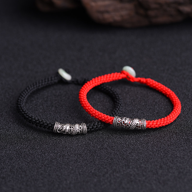 925 sterling silver couple red rope hand chisel a pair of men and women dragon pattern safety bracelet February two dragon head up girlfriend gift
