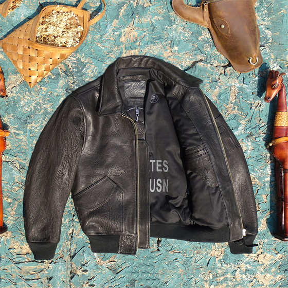 狂野山羊皮！进口奢侈级哑光粗纹理野山羊皮45P宽松欧版飞行服