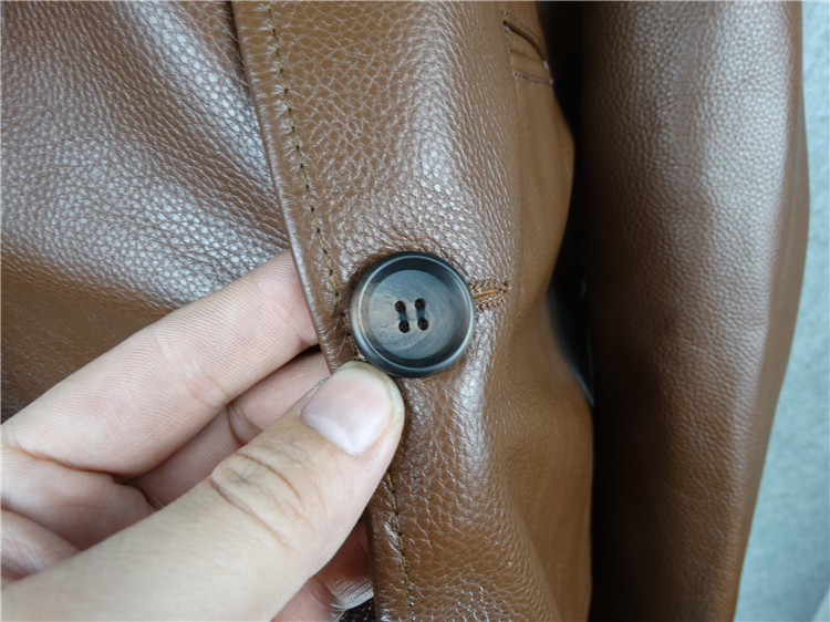Ưu đãi đặc biệt người gác cổng nhanh chóng lấy! Lapel Slim Thicken Nhập khẩu Da vàng Da Da dài Áo khoác nam áo khoác gió nam