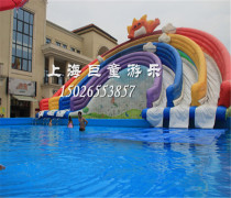 Outdoor large inflatable bracket pool Rainbow slide Pool combination Adult children mobile water park equipment
