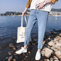 Phong cách Hồng Kông mùa thu quần jean thẳng mới phiên bản nam Hàn Quốc của phong cách bf hoang dã phong cách Harajuku của sinh viên quần dài 9 điểm shop quần jean nam
