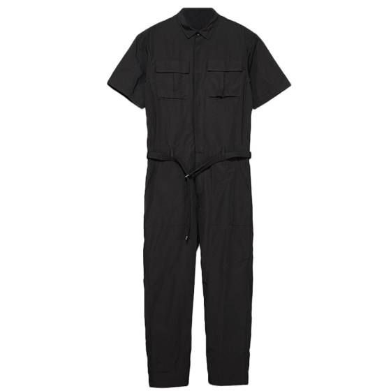 特别推荐 隐制春夏新品黑色工装英伦时尚轻工风翻领连身裤连体裤