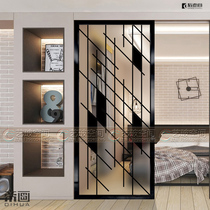 Modern art glass screen partition living room double-sided effect light transmittance Modern Minimalist style Living room minimalist style