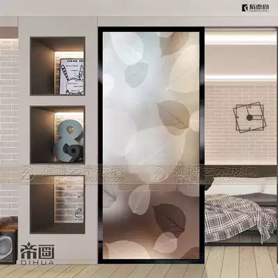 Art glass screen partition wall Living room home improvement porch craft color transparent tempered decoration carved Nordic style