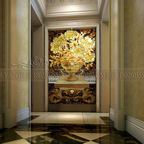 European art glass screen partition wall Living room double-sided translucent entrance Modern simple craft glass carving flower