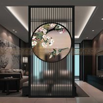 Chinese art glass screen partition Home entrance shoe cabinet double-sided matte translucent tempered light luxury modern simplicity