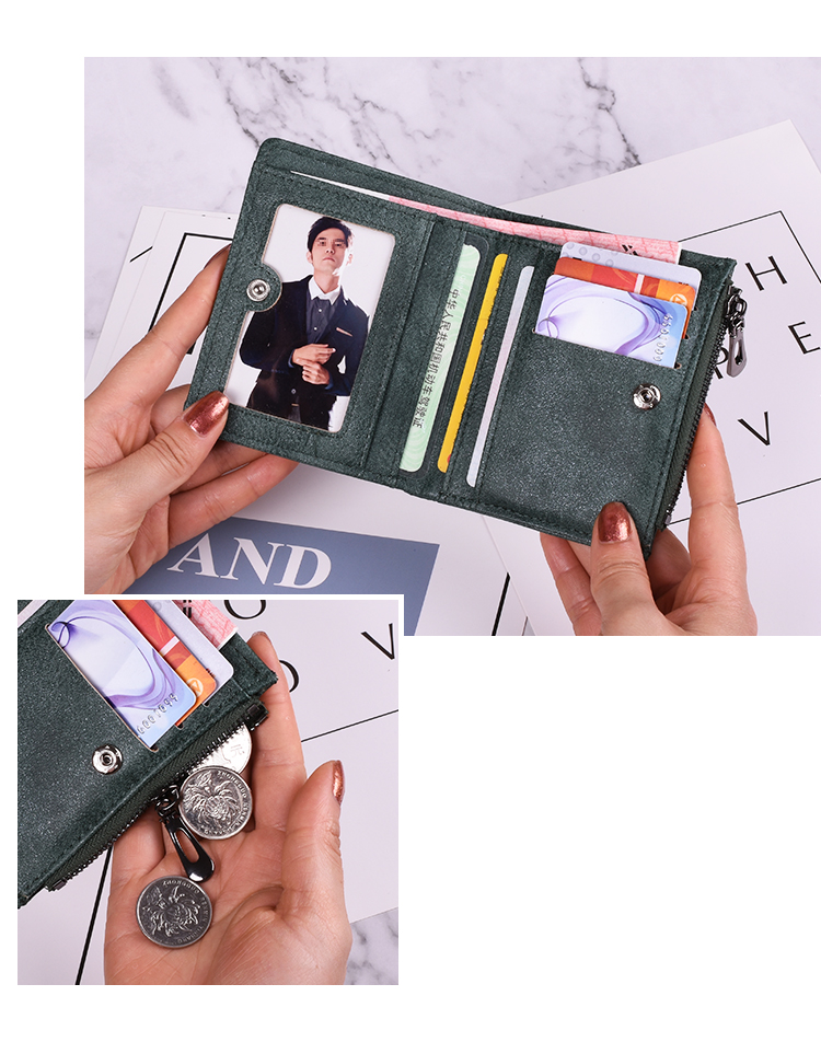 Ví mới nữ ngắn phần phiên bản Hàn Quốc Sinh viên tươi mini snap ví nữ đồng xu dây kéo ví thủy triều bóp lv