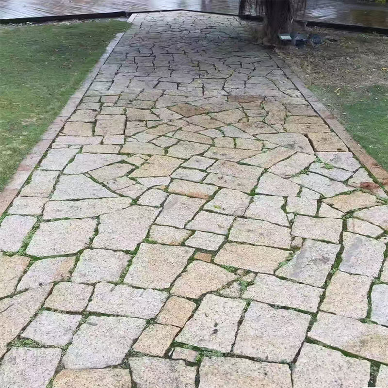 Natural Yellow Rust Stone, Irregularly Edged Stone Slabs, Randomly Arranged Cultural Stone, Outdoor Non-Slip Granite Floor Tiles
