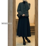 Черная шерстяная вместительная и большая юбка, размер, по фигуре, для формы тела «груша», длина миди, А-силуэт