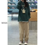 Хаки униформа медсестры для отдыха, весенние штаны, свободный прямой крой, высокая талия, тренд сезона, большой размер